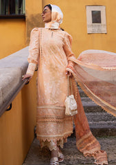 Lawn - Ansab Jahangir - Zoha - Luxury 25 - AJ-LL-25-09 - Alluring Apricot