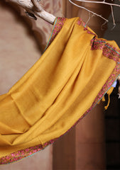 Pashmina Kashmiri Border Scarf D#30 - Mustard