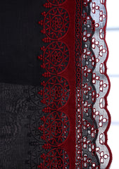 Embroidered Lawn Summer Shawl D#69 - Black