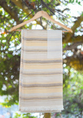 Pure Pashmina Lining Work Shawl D - 02 - Off White