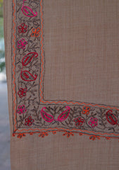 Pashmina Ari Work Shawl D - 114 - G Brown