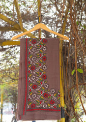 Wool Needle Work Shawl D - 29 - Brown