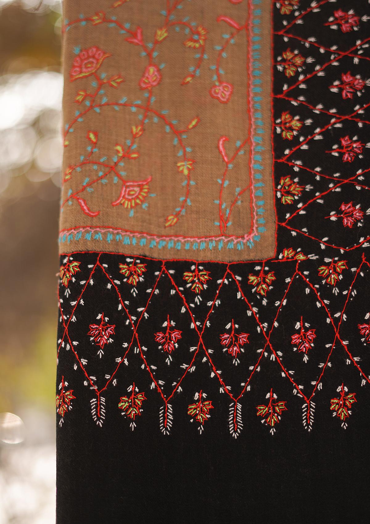 Pure Pashmina Kashmiri Work Shawl D - 18