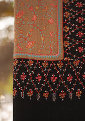 Pure Pashmina Kashmiri Work Shawl D - 18 - B Black