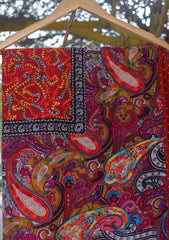 Digital Printed Wool Shawl D - 01D - Red