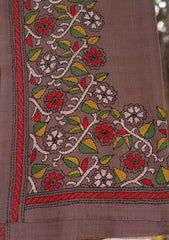 Wool Needle Work Shawl D - 29 - Brown