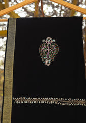 Wool Needle Work Shawl D - 33 - Black