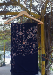 Wool Needle Work Shawl D - 34 - N Blue