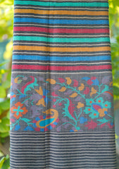 Pure Pashmina Kaani Jamawar Shawl D - 58 - M Black