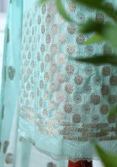 Formals - Fancy Closet - 2 pcs Suit - Satin Silk Jamawar D#04 Ferozi