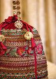 Bags Collection - Sadias Collection - Potli - D#16 Maroon Banarsi