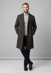 Tweed Selvage Self Texture Woollen Fabric - P Brown