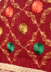 Embroidered Wool Shawl  D - 36 - Maroon