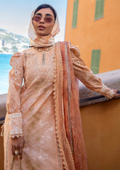 Lawn - Ansab Jahangir - Zoha - Luxury 25 - AJ-LL-25-09 - Alluring Apricot