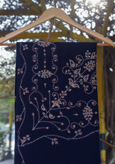 Wool Needle Work Shawl D - 34 - N Blue