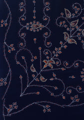 Wool Needle Work Shawl D - 34 - N Blue