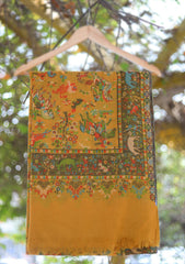 Pure Pashmina Kaani Jamawar Scarf D - 09 - Mustard