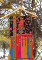 Pure Pashmina Qalamkari Shawl D - 04B - Black