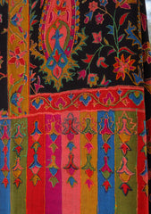 Pure Pashmina Qalamkari Shawl D - 04B - Black