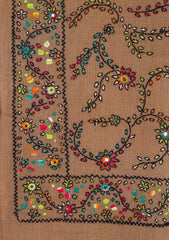 Wool Needle Work Shawl D - 27 - Brown