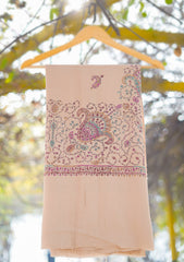 Wool Needle Work Shawl D - 32 - Beige