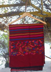 Pure Pashmina Kaani Jamawar Scarf D - 14C - Maroon