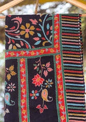Pure Pashmina Qalamkari Shawl D - 04 - Black