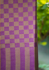 Pashmina Check Shawl D - 05C - Golden Purple