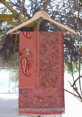 Pure Pashmina Kaani Jamawar Shawl D - 32D - B Peach