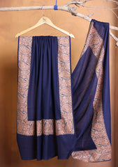 Pashmina Embroidered Border Shawl D#257 - N Blue