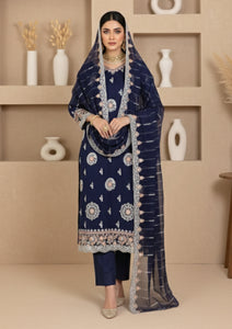 Formals - Riwaj - Fancy Bamber Chiffon - 3 Pcs Suit - CBD#2080 - N Blue