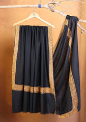 Pashmina Kashmiri Border Shawl D#171 - Black