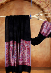 Pashmina Jamawar Shawl D#129 - Black