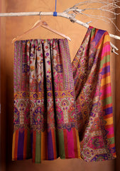 Pashmina Qalamkar Needle Work Shawl D#02 - Multi