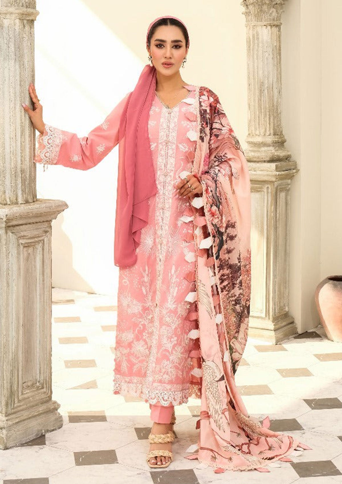 Lawn Collection - Eshaal Mishkaat - Zaib un Nisa - D#2B - Saffron