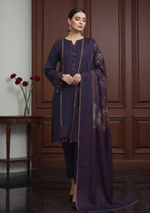Winter - Meemsey - Noor Jahan - Makhmal 25 - Jacquard Shawl - D#01 - L Purple