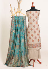 Winter - Riwaj - Pashmina Embroidered Suit - Kaani Shawl - D#10 - F Blue