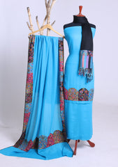 Winter - Riwaj - Pashmina Jamawar Suit - Patch Work - D#12 - Ferozi