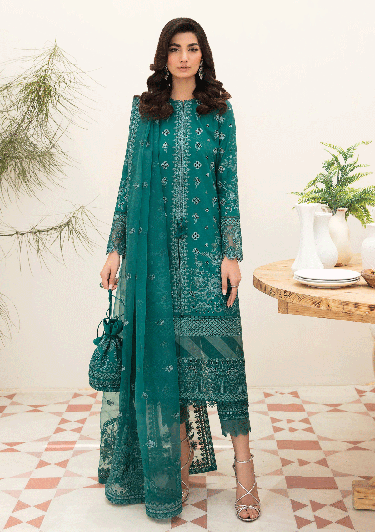 Lawn Collection - Afrozeh - Chikankari - TIFFANY BLUE - D#4