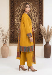 Winter - Fancy Silk Zari Jamawar - 3 Pcs Suit - D#10 - Mustard