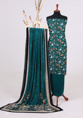 Winter - Riwaj - Printed Velvet Suit - D#24 - Sea Green