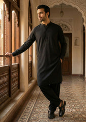 Elite Men Orignal Suiting Wash n Wear - Black