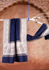 Pashmina Zari Jamawar Scarf D#03 - N Blue