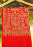 Wool Embroidered Shawl D - 13 - Red