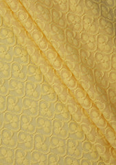Elite Men Embroidered Selvage Cotton Fabric - Yellow