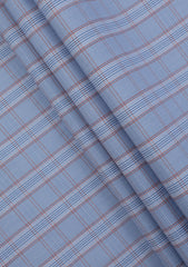 Elite Men Wrinkle Free Selvage Check Cotton Fabric - S Blue