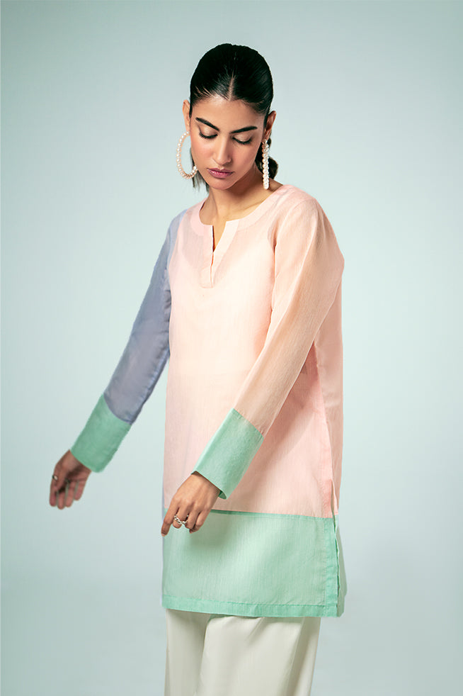 Pret Collection - Fozia Khalid - Basics Vol 3 - Pastel Contrast Tunic