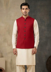 Elite Men Dobian Raw Silk Self Textured Unstitched Waistcoat Fabric