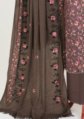 Winter - Riwaj - Printed Cotray Suit - Wool Shawl - D#15 - Chocolate