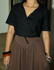 Pret - Moven - Cotton Collar tie Top - Black